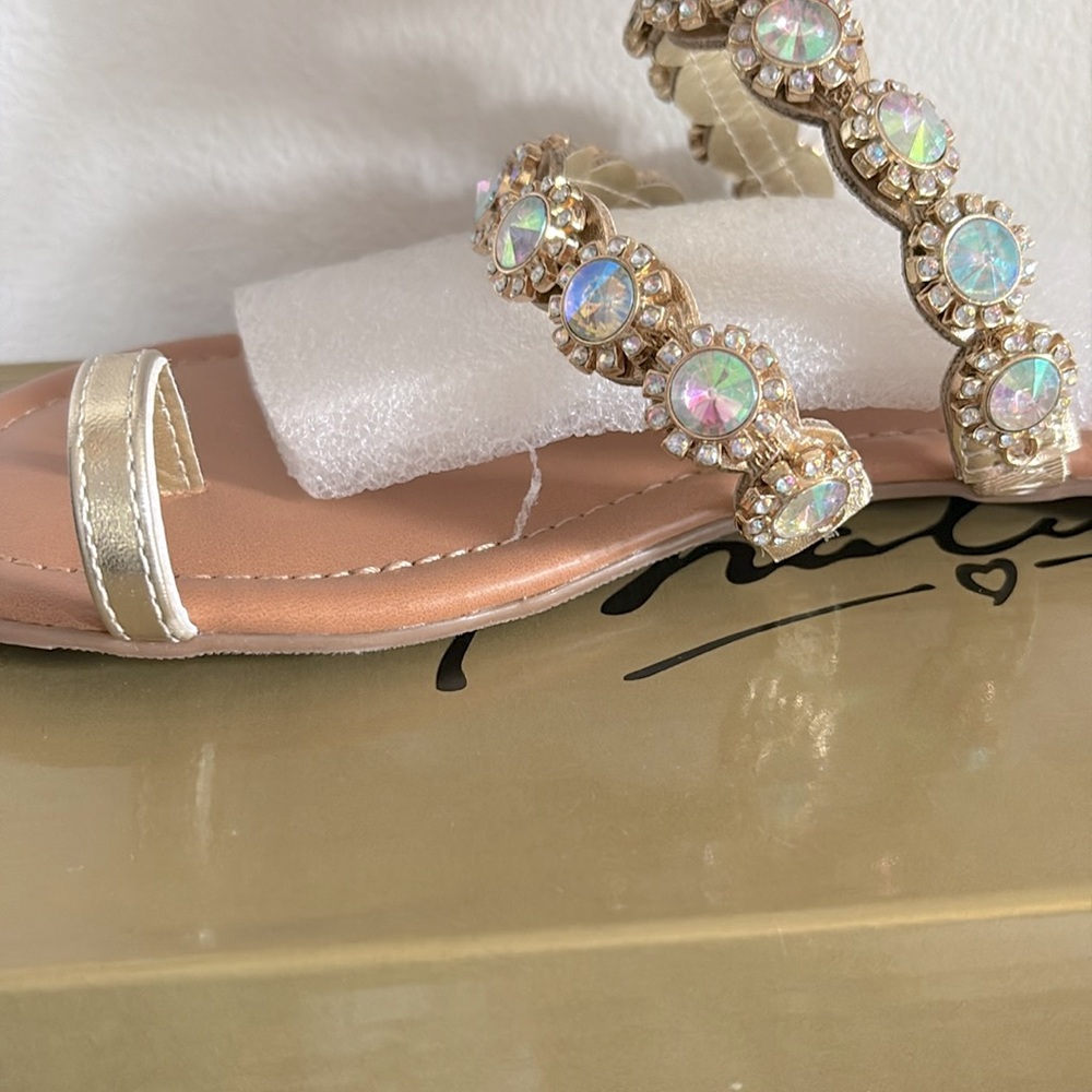 ❌SOLD❌ NIB [Thalia Sodi] Joya Rhinestone Thong Sandals Gold Metallic Women’s 5 - Picture 12 of 13